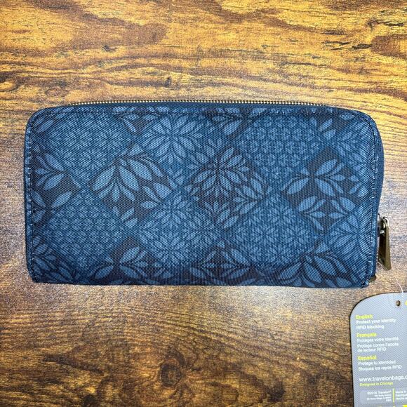 Travelon Safe ID Wallet RFID Blocking Blue Floral Accordion Credit Card Holder - Picture 3 of 12